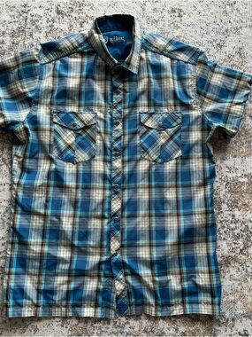 EUC Kuhl Hiking Short Sleeve Button Down Shirt--Large